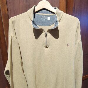 Polo Ralph Lauren 2XB Beige Tan Double-Knit Mesh 1/4-Zip Pullover